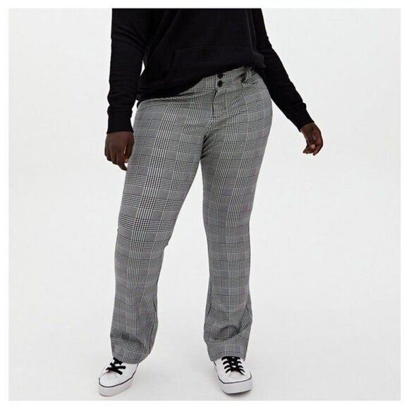 Torrid Plaid Trouser Slim Boot Studio Luxe Ponte Mid-Rise Pant - Picture 1 of 5